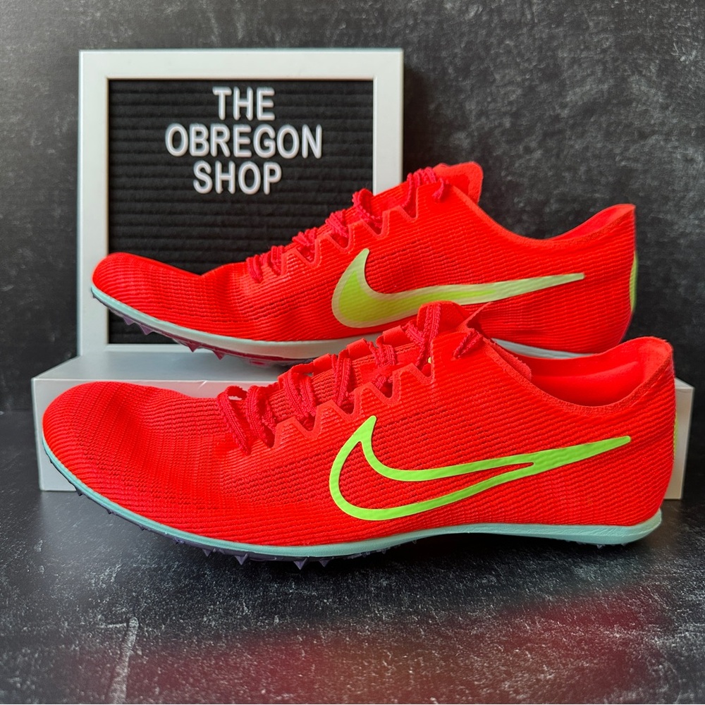 NIKE ZOOM MAMBA 6 RED ORANGE VOLT MENS TRACK AND FIELD DISTANCE SPIKES SIZE 10.5